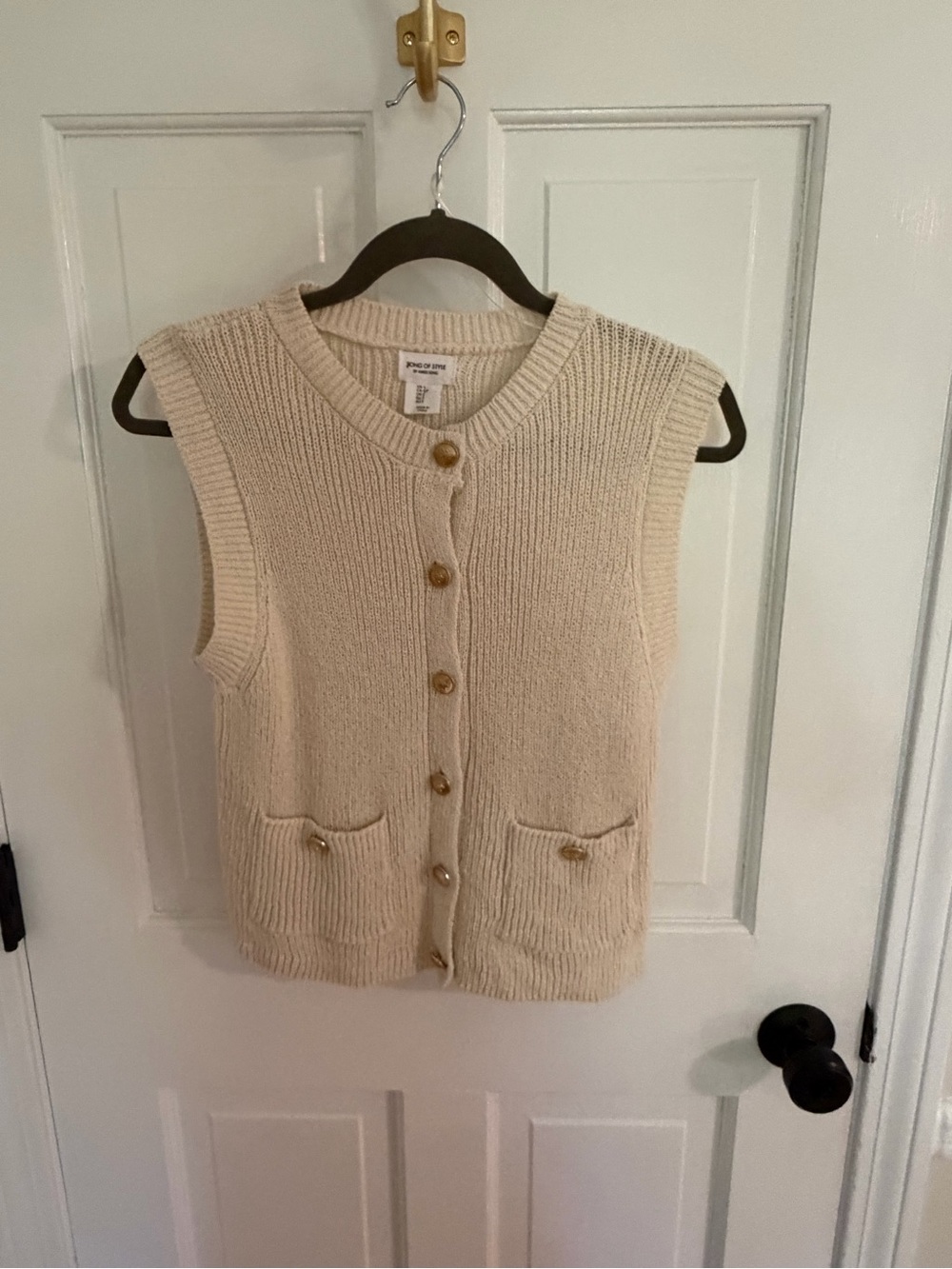 Song of Style Cream Knit Button Vest with Gold Buttons - Picture 1 of 4